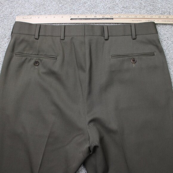Brooks Brothers 1818 Dress Pants Mens 36x32 Beige Madison 100% Wool Flat Front - Picture 7 of 12